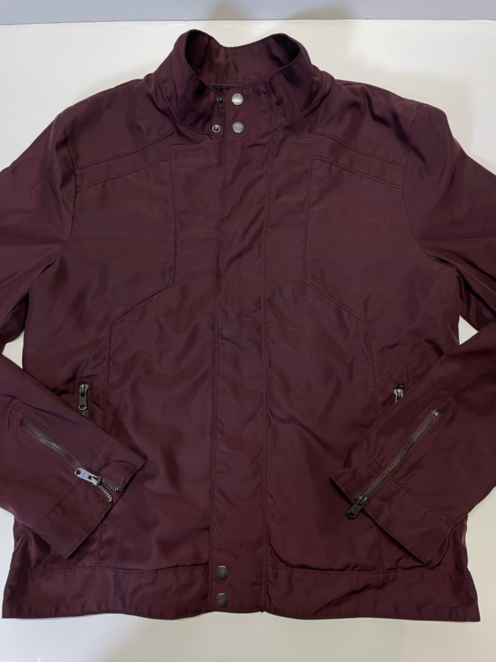 Marc Anthony Burgundy Moto Zip Jacket Mens Medium Lightweight
